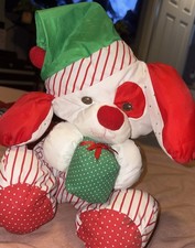 Fisher Price Puffalump Christmas Puppy Dog Red Stripes Gift Vintage