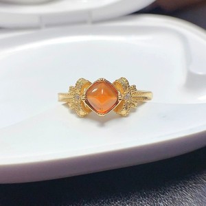 Authentic Natural Fanta Garnet 1Ct Sugar Tower Cut Gold Plated 925 Sterling Silver Ring