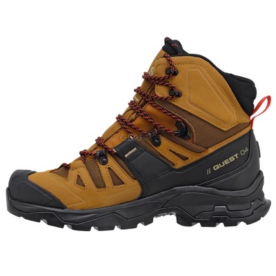Salomon Men\'s Yellow and Brown Trail Boots with Black Accents SALOMON Leather Climbing Mountaineering Hiking Sport  main image 3