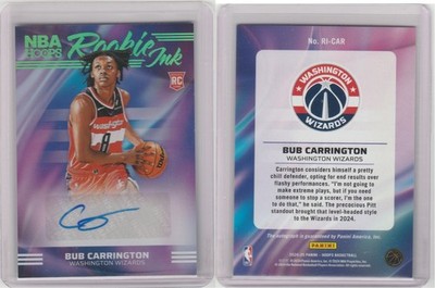 Bub Carrington 2024-25 Panini Hoops #RI-CAR (RC) Auto Rookie Green Ink