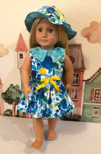 18 Inch Doll Clothes - Handmade Dress & Hat to Fit American Girl type Dolls