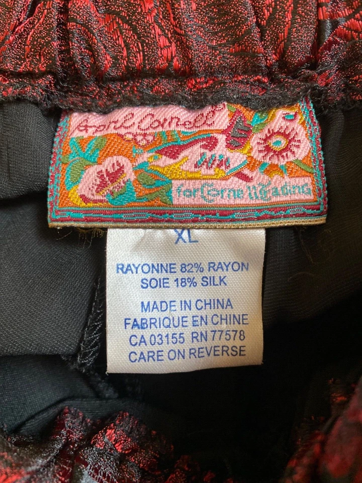 April Cornell Rayón/Seda Negro Terciopelo XL Cordón Pull On Pantalones Usados en Excelente Condición Foto 4 de 4