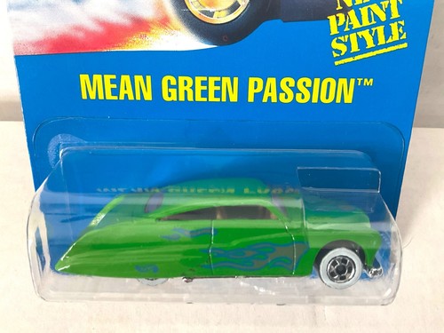 Hot Wheels MEAN GREEN PASSION - Blue Card #263 - Green, Whitewall Basic Wheels