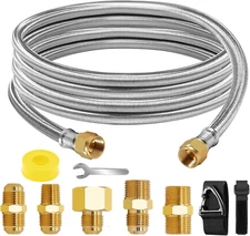 Upgraded 12Feet High Pressure Braided Propane Hose Extension with Conversion Cou