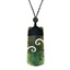 Collier Pendentif Maori En Jade Néphrite Sculpté - Double Koru, Longueur 84 Cm, Neuf