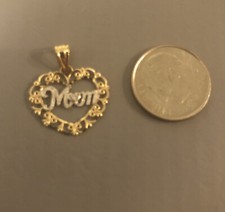 NWOT 14k Yellow  White Gold Heart Mom Pendant
