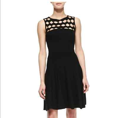 black milly dress open yoke swing aline designer