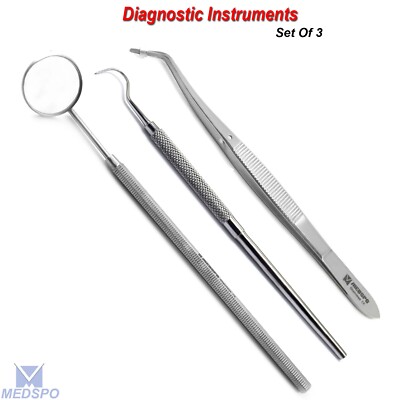 Diagnostic Exam Pack Basic Cotton Dressing Forceps Dental Meriam Tweezers Set