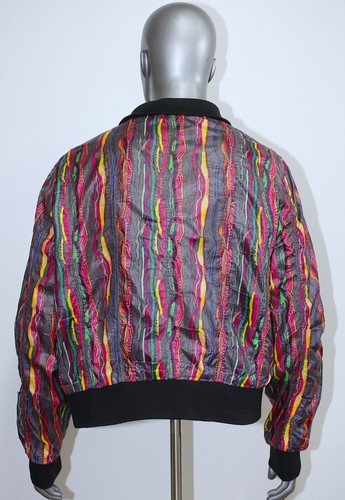 COOGI AUSTRALIA Funky Multicolor Striped Snakeskin Bomber Jacket Size L - Bild 4 von 10
