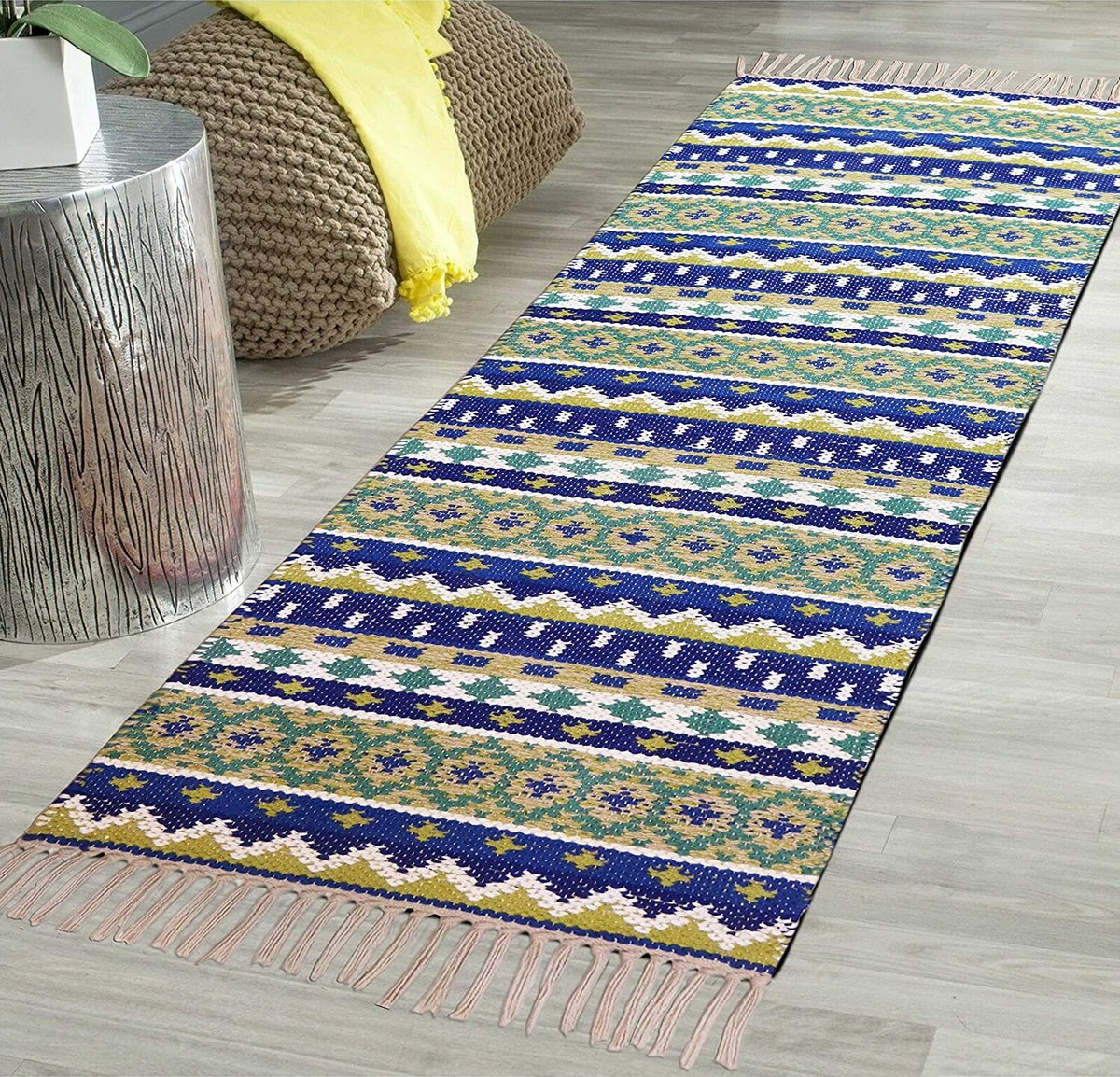 Home Talk Cotton Tribal Look Area Rug/Bedside Runner, Size-50x150