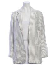 Rachel Zoe Pin-striped Linen Blend Blazer, Off White, Size S