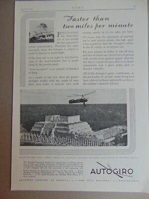 1932 AUTOGIRO Faster than two miles per minute vintage print ad