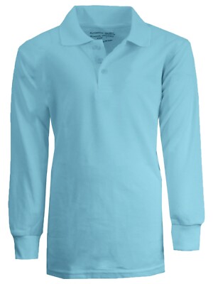 School Uniform Long Sleeve Polos for Boys Choose Shirts Color - Sizes 4-20 NWT