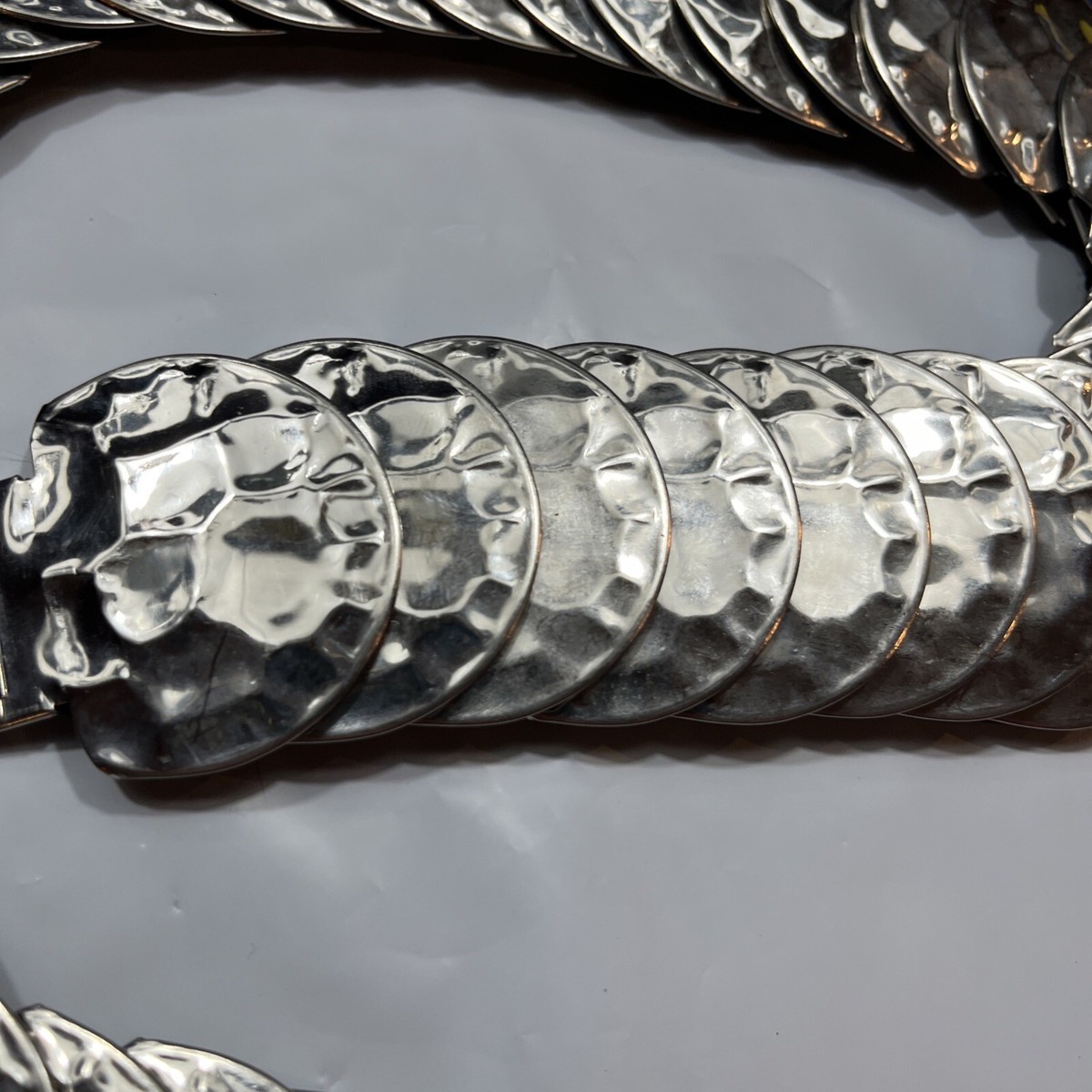 SILVER Metal SHINY Discs BELT Stretch Overlapping Elastic  display picture 3