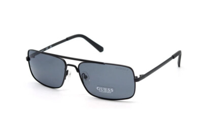 GUESS Herren Pilot Rechteck Sonnenbrille GU00060 02D Schwarz Grau polarisiert 60