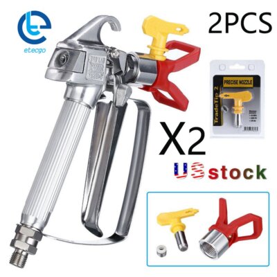 2 PACK 3600 PSI Airless Paint Spray Gun with 517 Tip & Tip Guard For Sprayers