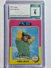 1975 TOPPS #510 VIDA BLUE OAKLAND A'S CSG 6 EXCELLENT/NEAR MINT