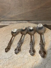 ROMANTIC ROSE Silverplate  Japan Silverware Flatware 4 SERVING SPOONS PREOWNED