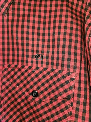 10 Deep Flannel Shirt Men's 2XL Red Plaid Long Sleeve Button Up TOUGH LUCK - Picture 3 of 5