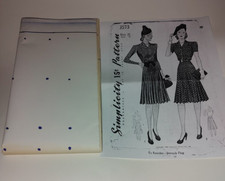 1940 SIMPLICITY Pattern 3573 Misses Dress Size 20 Bust 38 UNCUT Please Read