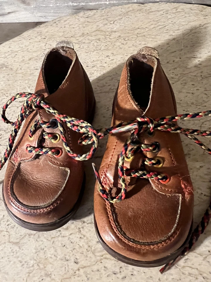 Винтажная кожаная деревянная обувь для ходьбы Stride Rite НА ШНУРОВКЕ РАЗМЕР 4,5D ЖЕЛТОВАТО-КОРИЧНЕВАЯ - Изображение 2 из 4