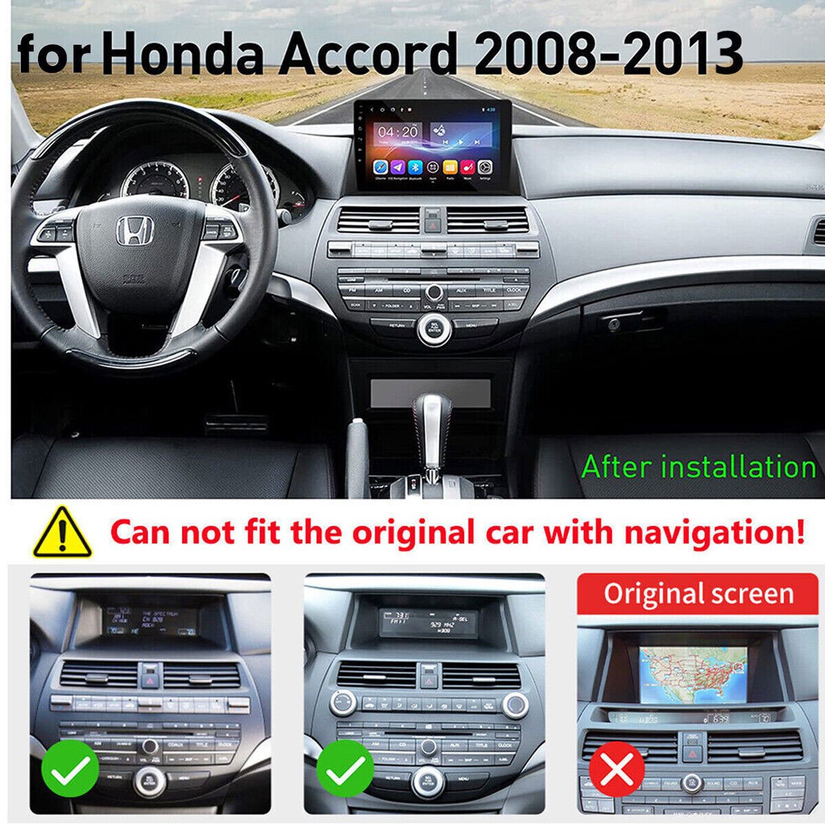 For 20082013 Honda Accord Apple Carplay Radio Android 13 GPS NAVI WIFI