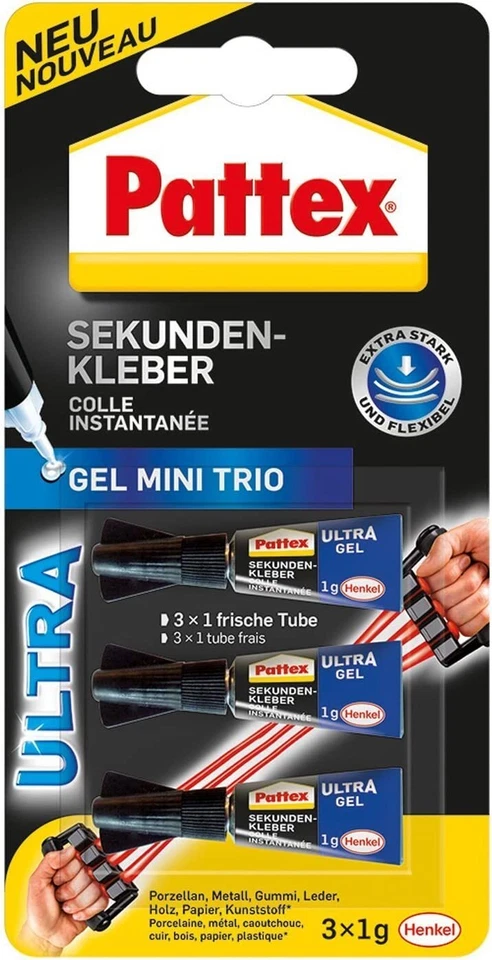 PATTEX 9H PSMG3 MINI TRIO GEL 3x1 g - SEKUNDENKLEBER - 3 g - HENKEL # NEU OVP