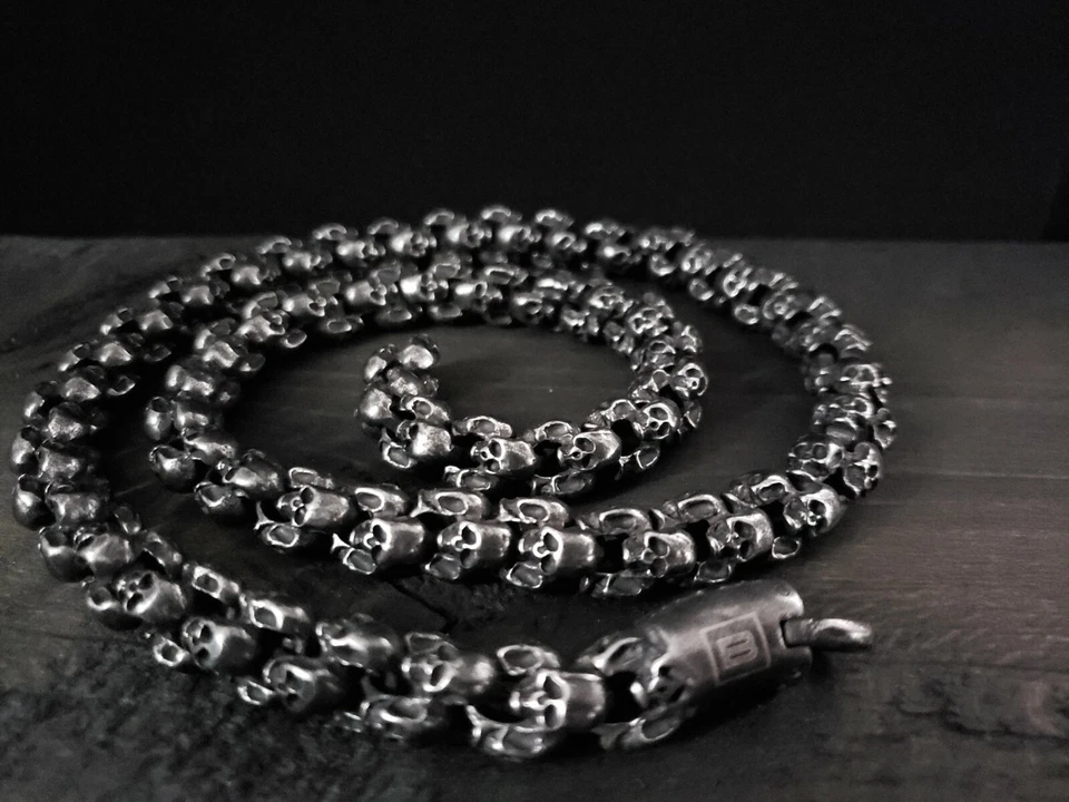 Blackstatic - Collar de eslabones de calavera 26" con caja de regalo de metal - Acero inoxidable 316L Foto 3 de 4