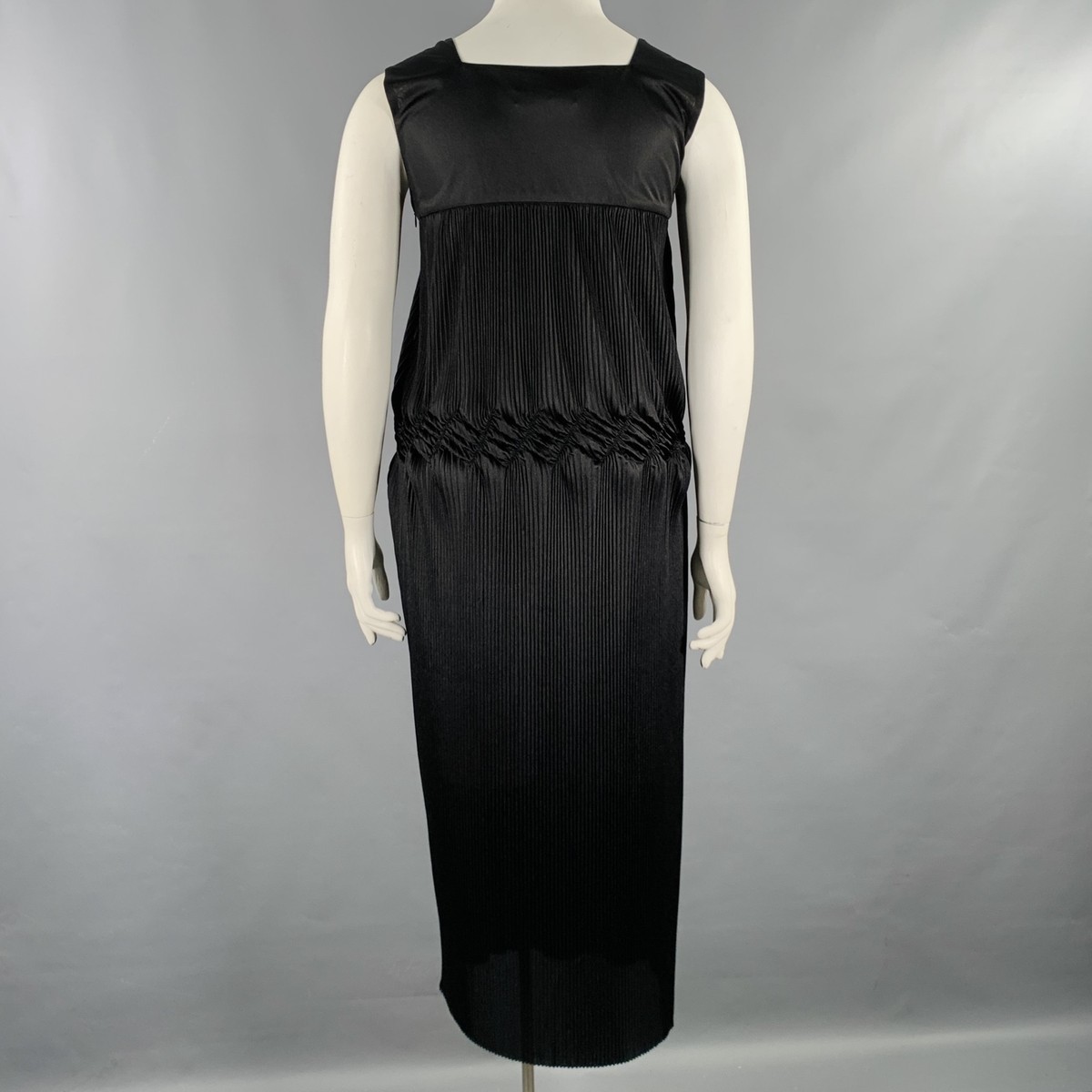 ワンピース COMME des GARCONS Comme Des Garcons Polyester Mini Dress COMME des GARCONS Size L Black Polyester Pleated Sleeveless