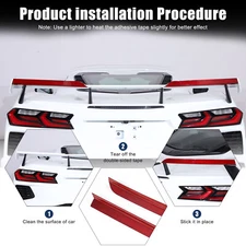 Red Real Carbon Fiber High Wing Spoiler Add-On Wicker Bill For Corvette C8 20+