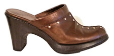 FASHION BUG Bronze with Silver Studs Vintage Clog Style Shoes Women s Size: 7.5