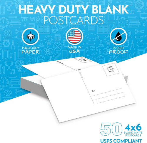 Home Advantage 50 Pack Blank Plain White 4X6 Postcards with Mailing Side - Picture 2 of 12