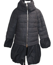 Herno Women's Wool Coat Down Puffer Mix Media Skirt Double Zip Italy 42 Us 6
