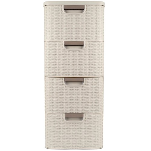 Storage Unit Chest of 4 Drawers Curver Rattan Style Organizer Bathroom Bedroom - Picture 18 of 43