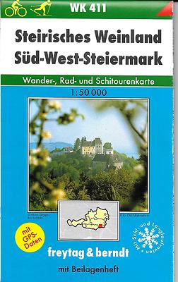 Map Steirisches Weinland South West Steiermark, Austria, by Freytag & Berndt