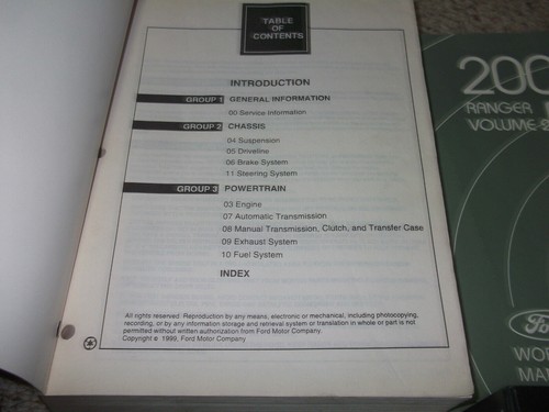 2000 Ford Ranger Camión Servicio Tienda Reparación Taller Manual Juego W Ewd OEM - Imagen 2 de 9