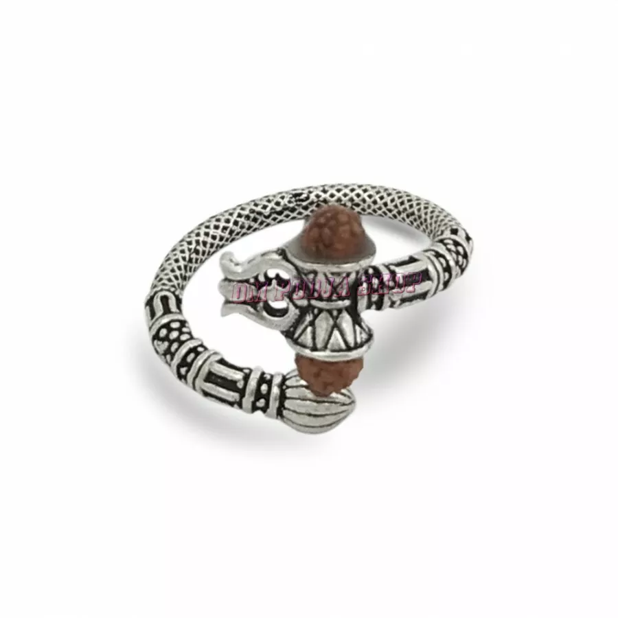 Bahubali Shiv Bhakt Ring in 92.5 Sterling silver for Good Luck Anguthi Om Pooja