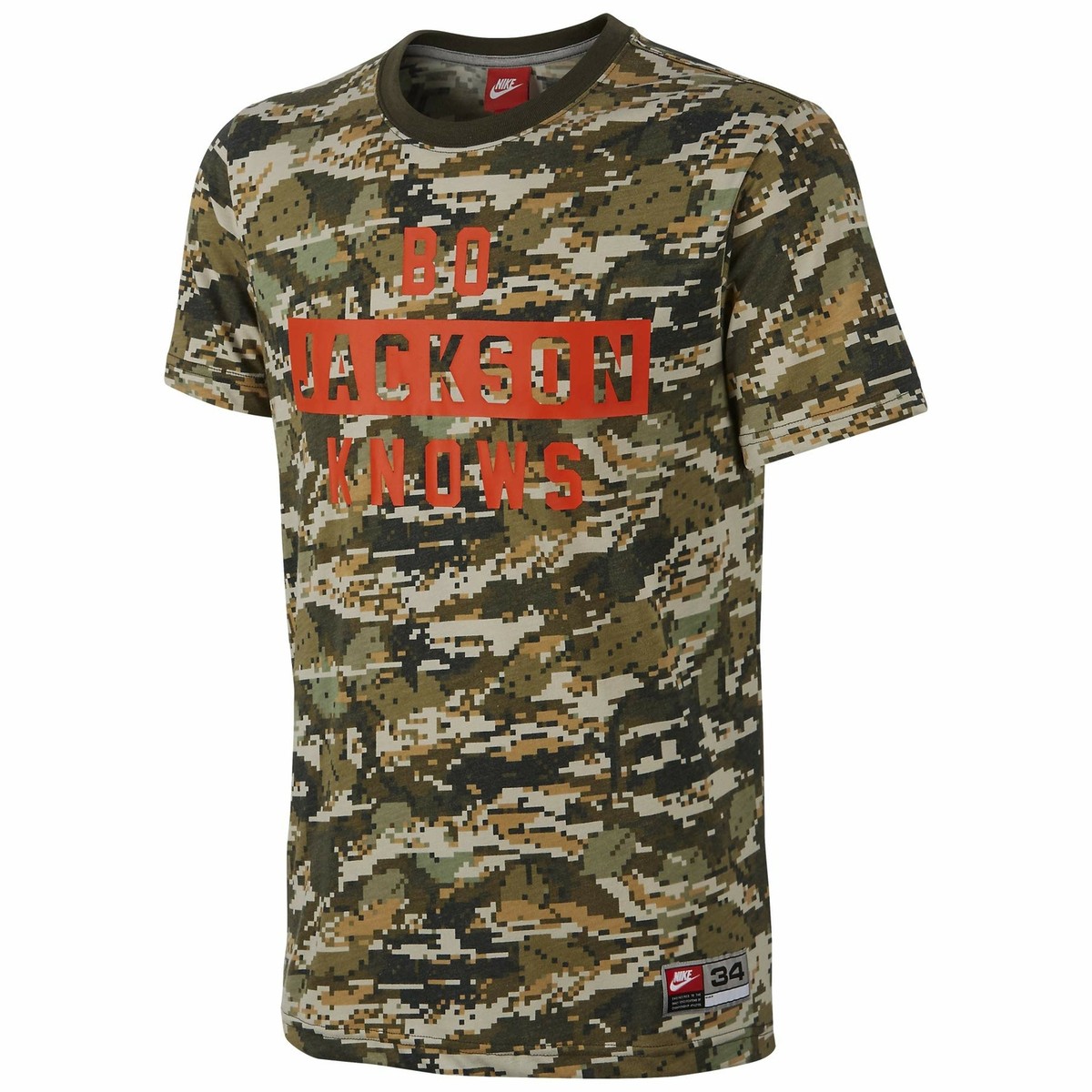 Nike Bo Jackson Knows Digi Camo FB #34 Tri-Blend T-Shirt, Large