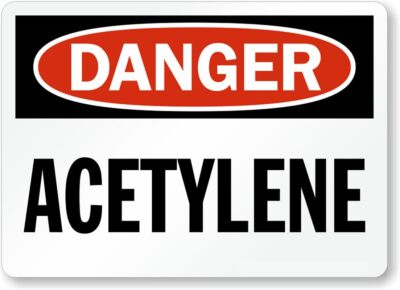 Acetylene Danger Aluminum Weatherproof 8'' x 12'' Sign p00191