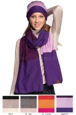 C.C Women's Brilliant Color Block Knit Winter Fall Warm Oblong Scarf