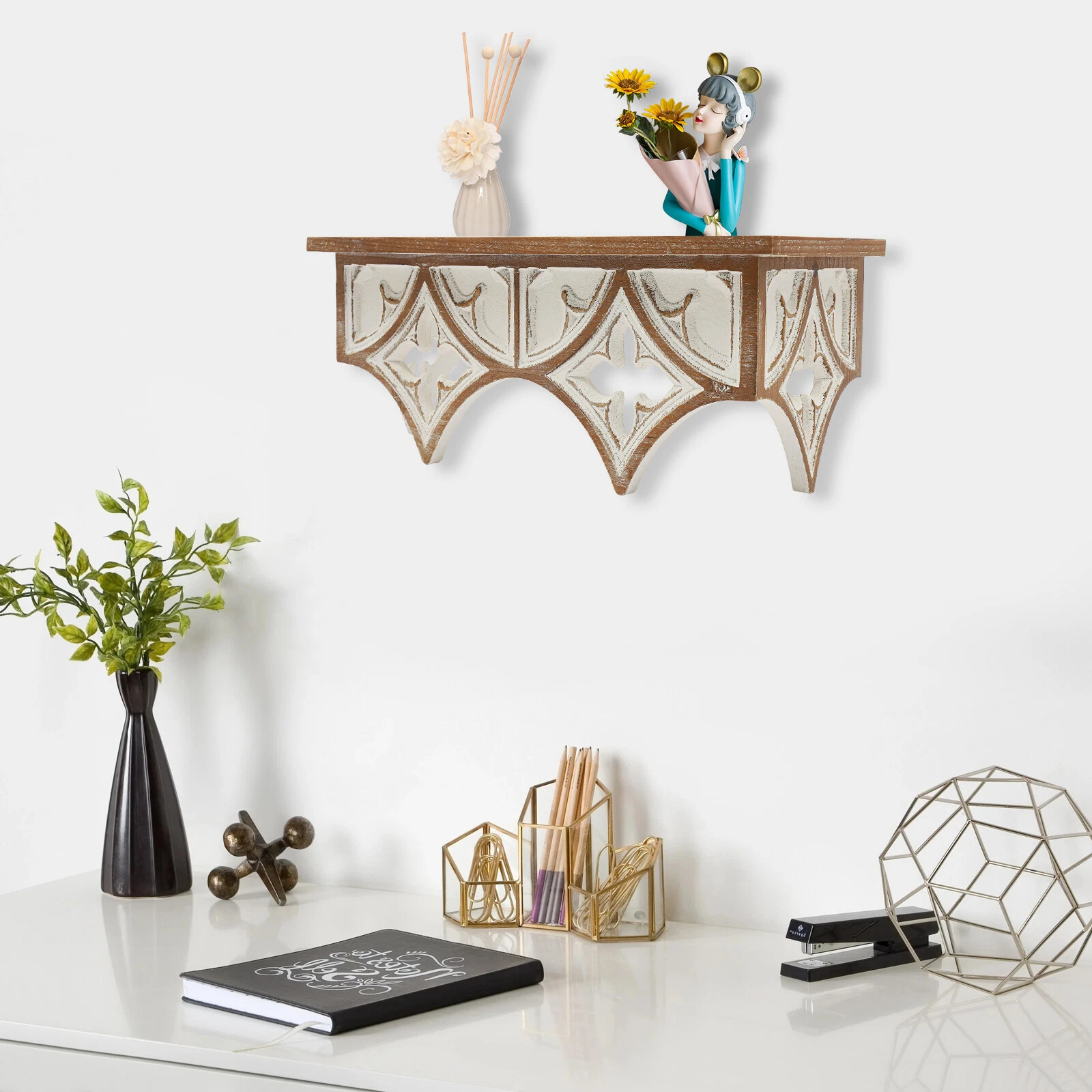 Wall-mounted Wood Scroll Shelf Wood Intricate Carved Shelf Retro Wall Shelf SALE