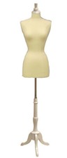 Female Dress Form Pinnable Foam Mannequin Torso Size 2-4 with White Wooden Base