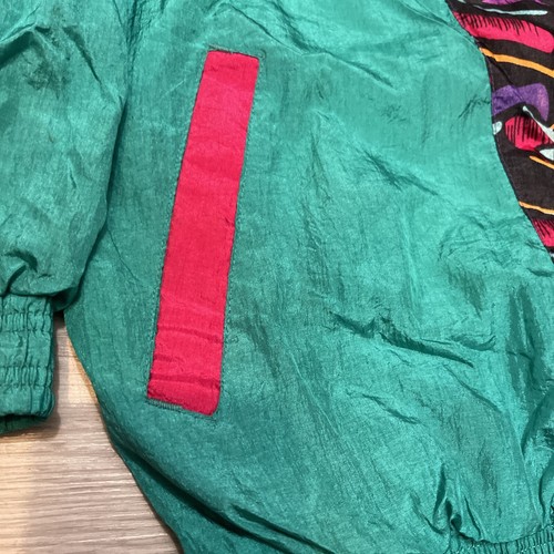 Vintage Casual Isle Geometric 80s Windbreaker Teal Purple Full Zip Size Medium - Bild 3 von 9