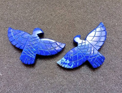 Natural Lapis Lazuli Carving Eagle- Hand Carved Bird Pendant - Jewelry Making - Picture 3 of 7