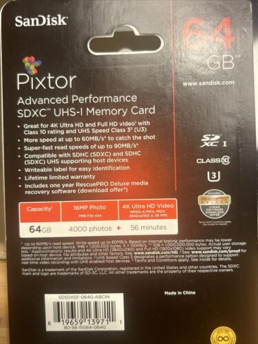 SanDisk - Pixtor Advanced 64GB SDXC UHS-I Memory Card - Picture 2 of 2
