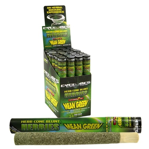 SIX CYCLONES Herbies MEAN GREEN Flavored Cones 6 Tubes/1count w/ 1 Wood tip each - Picture 3 of 4