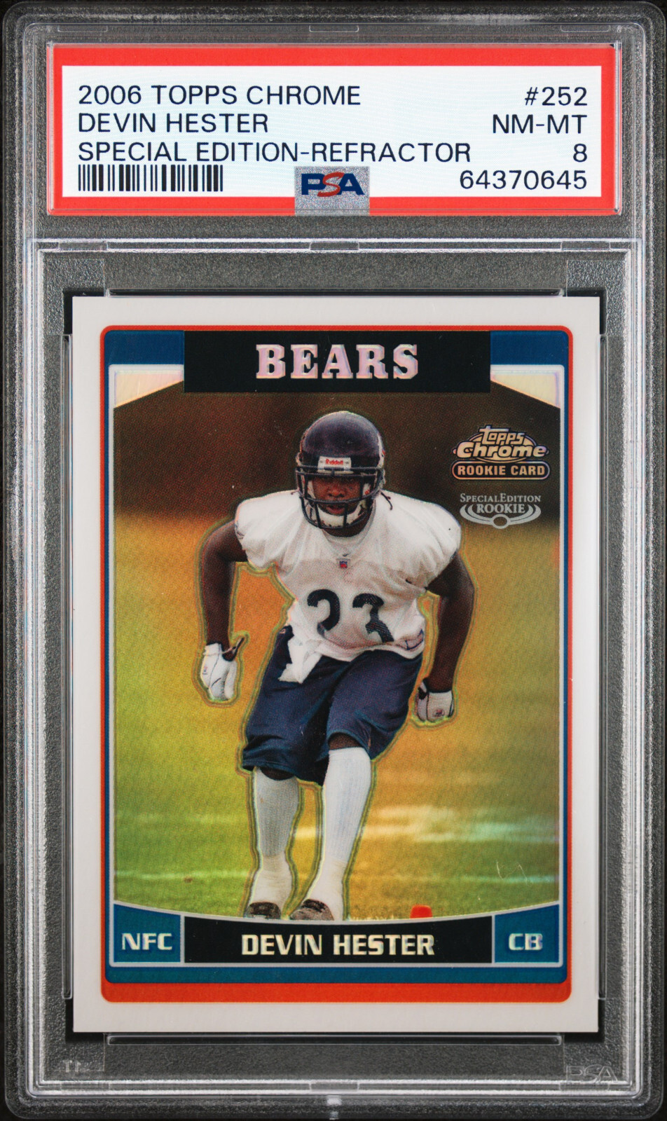 2006 Topps Chrome Devin Hester Special Edition Refractor #252 Rookie RC PSA 8