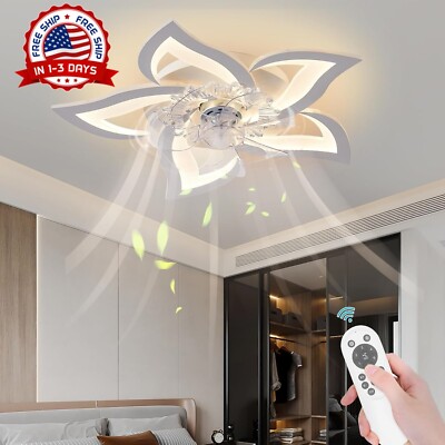 27.2'' Ventilador De Techo Con Luz LED y Control Remoto Moderno En Forma De Flor