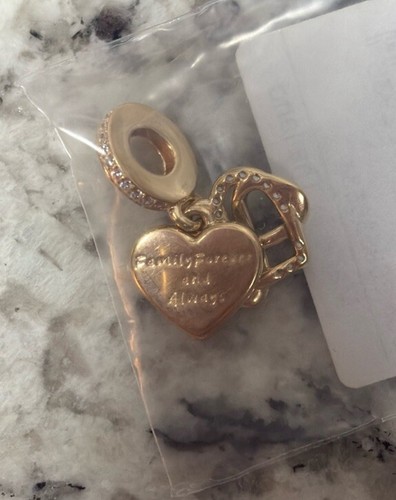 Authentic Pandora Retired Solid 14k Yellow Gold Sparkling Infinity Heart Charm - Picture 6 of 6