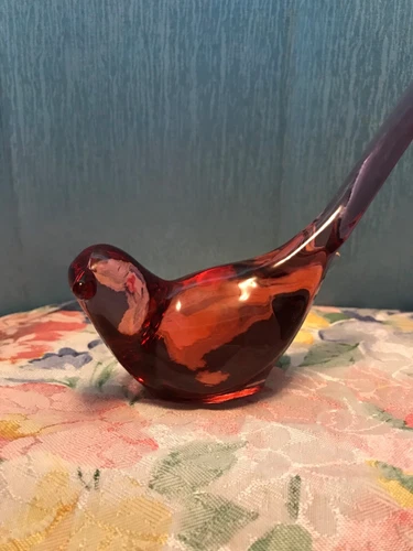 Vintage Fenton Dusty Rose (Pink) Art Glass Bird Of Happiness Figurine 1990